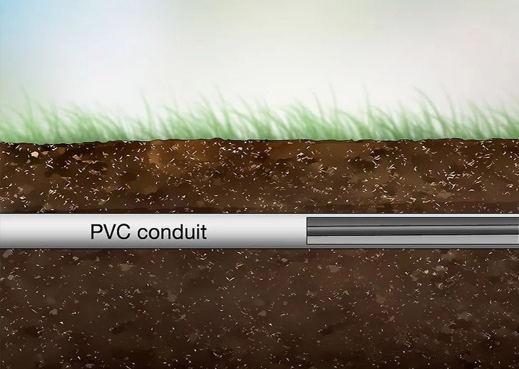 Используйте кабелепровод из ПВХ для прокладки некоторых непрямых кабелей под землей.